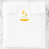 Sticker Rond Faire-part jaune simple de mariage de papillon (Sac)