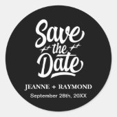 Sticker Rond Faire-part Mariage Moderne Enregistrer la date Noi (Devant)
