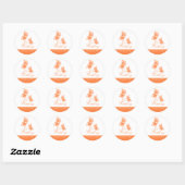 Sticker Rond Faire-part orange simple de mariage de papillon (Feuille)