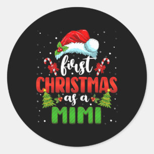 Sticker Rond Faire-part Père Noël Premier Noël En Famille Mimi