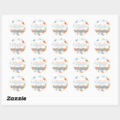 Sticker Rond Faire-part Pois bleu et orange (Feuille)