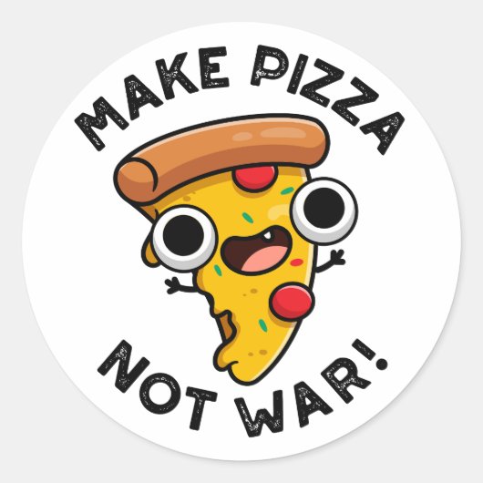 Sticker Rond Faire Pizza pas guerre amusant jeu de paix (Devant)