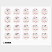 Sticker Rond Faire rose aquarelle florale écriture mariage (Feuille)