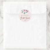 Sticker Rond Faire rose aquarelle florale écriture mariage (Sac)