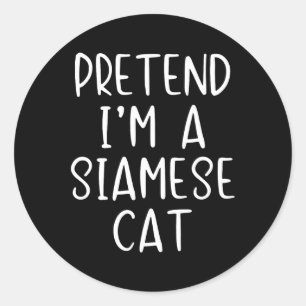 Sticker Rond Faire semblant Costume Chat Siamese Halloween Lazy