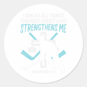 Sticker Rond Faire toutes choses Hockey sur glace Joueur chréti