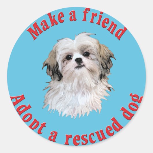 Sticker Rond Faire un ami - Shih Tzu (Devant)