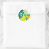 Sticker Rond Faire un don Vie Aquarelle Tropicale Jaune (Sac)