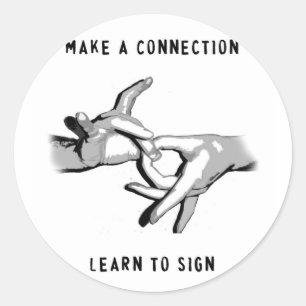 Sticker Rond Faire une connexion Apprendre à signer des TICKERS