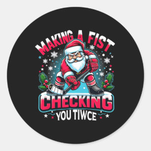 Sticker Rond Faire une Fist Vérifier Votre Deux Fois Xmas Père