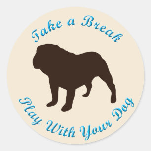 Sticker Rond Faire Une Pause (Bulldog)