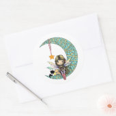 Sticker Rond Fairy and Kittens on Fancy Moon Imaginaire lunaire (Enveloppe)