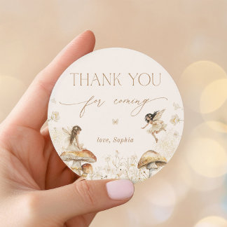 Sticker Rond Fairy Birthday Boho Merci