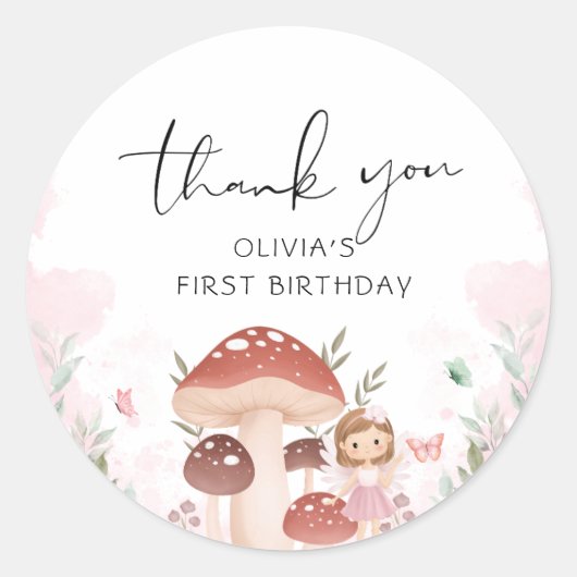 Sticker Rond Fairy Birthday, Enchanted Whimsical Garden Forest (Devant)