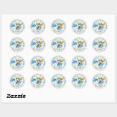 Sticker Rond Fairy Birthday Turquoise Gold Rose Princess Fairyt (Feuille)