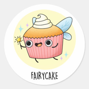 Sticker Rond Fairy Cake Funny Cupcake Pun