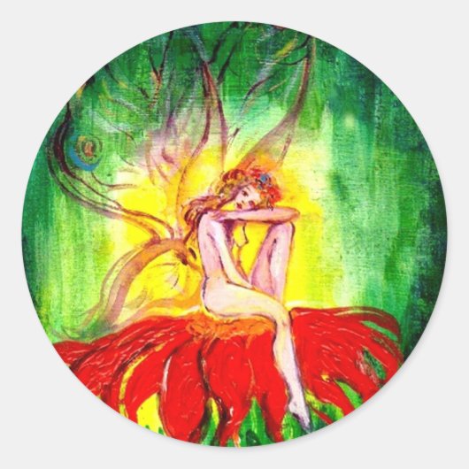 STICKER ROND FAIRY DREAMING SUR LA FLEURS (Devant)