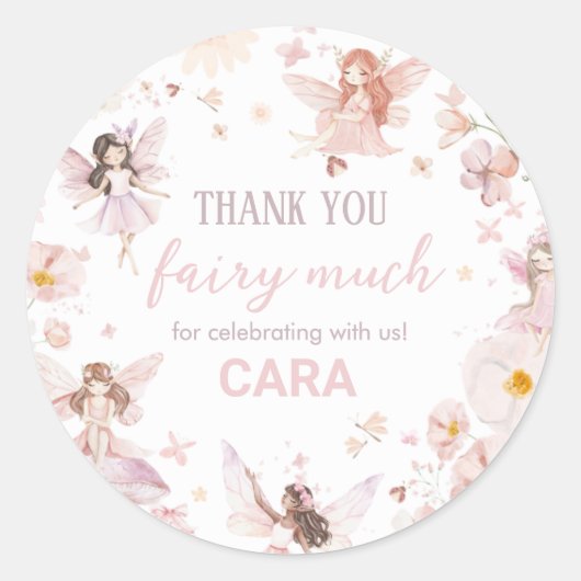 Sticker Rond Fairy Enchanted Garden Fête d'anniversaire (Devant)