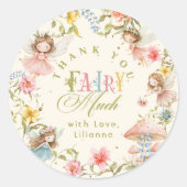 Sticker Rond Fairy First Birthday Colorful Bright Thank you (Devant)