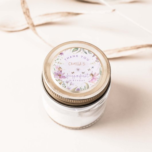 Sticker Rond Fairy First Birthday Girl