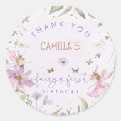 Sticker Rond Fairy First Birthday Girl (Devant)