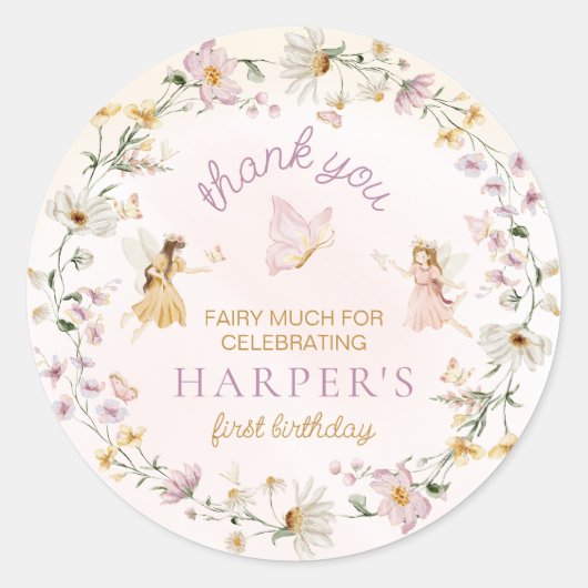 Sticker Rond Fairy Garden Anniversaire (Devant)