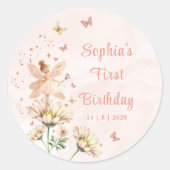 Sticker Rond Fairy Garden Girl Birthday Party (Devant)
