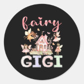 Sticker Rond Fairy Gigi Magical Floral Funny Birthday Girl Fair (Devant)
