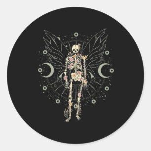 Sticker Rond Fairy Grunge Fairycore Papillon esthétique Skeleto