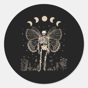 Sticker Rond Fairy Grunge Fairycore Papillon esthétique Skeleto