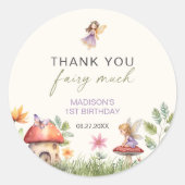 Sticker Rond Fairy Premier anniversaire Merci Fairy beaucoup (Devant)