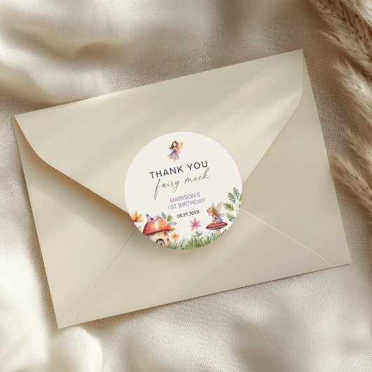 Sticker Rond Fairy Premier anniversaire Merci Fairy beaucoup