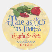 Sticker Rond Fairy Tale Rouge Rose Blue Gold Mariage (Devant)