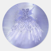 Sticker Rond Fairy Wing Lavender Gown | Fleur d'iridescente vio (Devant)