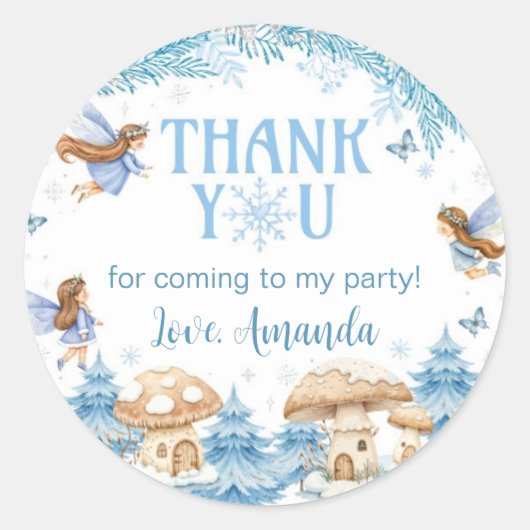 Sticker Rond Fairy Winter Onederland Anniversaire (Devant)