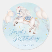 Sticker Rond Fairytale bébé Pony Blue ballons étoile Anniversai (Devant)