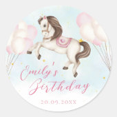 Sticker Rond Fairytale bébé Pony rose ballons étoile Anniversai (Devant)
