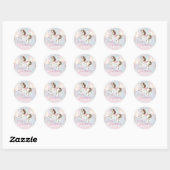 Sticker Rond Fairytale bébé Pony rose ballons étoile Anniversai (Feuille)