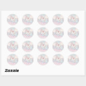 Sticker Rond Fairytale bébé Pony rose ballons étoiles Douche (Feuille)