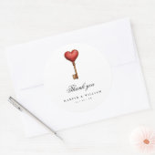 Sticker Rond Fairytale coeur clé mariage merci (Enveloppe)