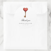 Sticker Rond Fairytale coeur clé mariage merci (Sac)