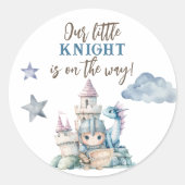 Sticker Rond Fairytale Dreamy Dragon Blue Knight Baby shower (Devant)