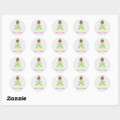 Sticker Rond Fairytale Green Princess Happy Anniversaire Sticke (Feuille)