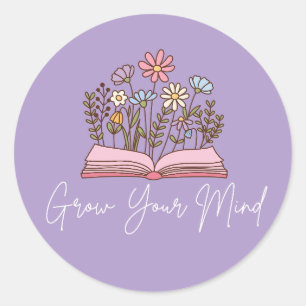 Sticker Rond Fais Grandir Ton Esprit Amoureux de Livres La Lect