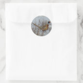 Sticker Rond Faisan de Colchide dans la neige B23 (Sac)