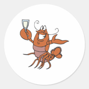 Sticker Rond faisant griller du homard