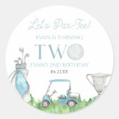 Sticker Rond Faisons la fête au golf bleu Let's Par-Tee 2e anni (Devant)