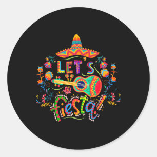Sticker Rond Faisons la fête Cinco De Mayo Fête mexicaine Taco