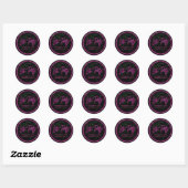Sticker Rond Faisons la fête feuillage neon rose funky annivers (Feuille)