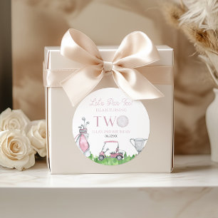 Sticker Rond Faisons la fête pour l'anniversaire de golf rose P